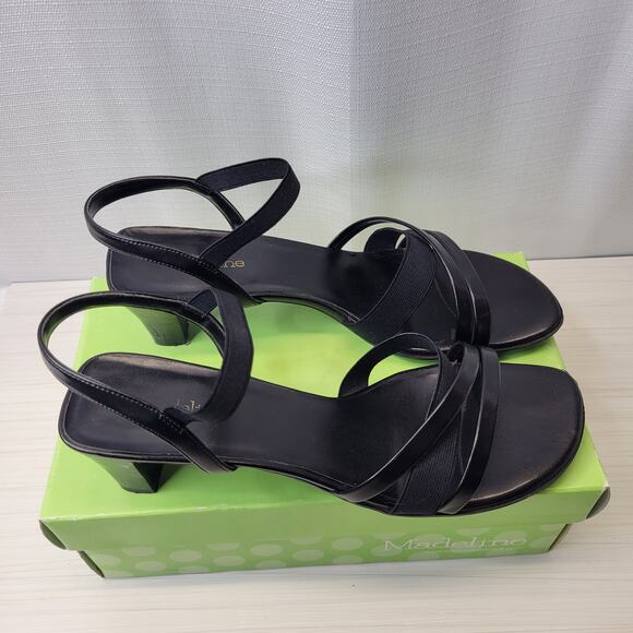 Madeline Stuart Scrabble Black Strappy Heeled Sandals, 9 - Picture 4 of 11